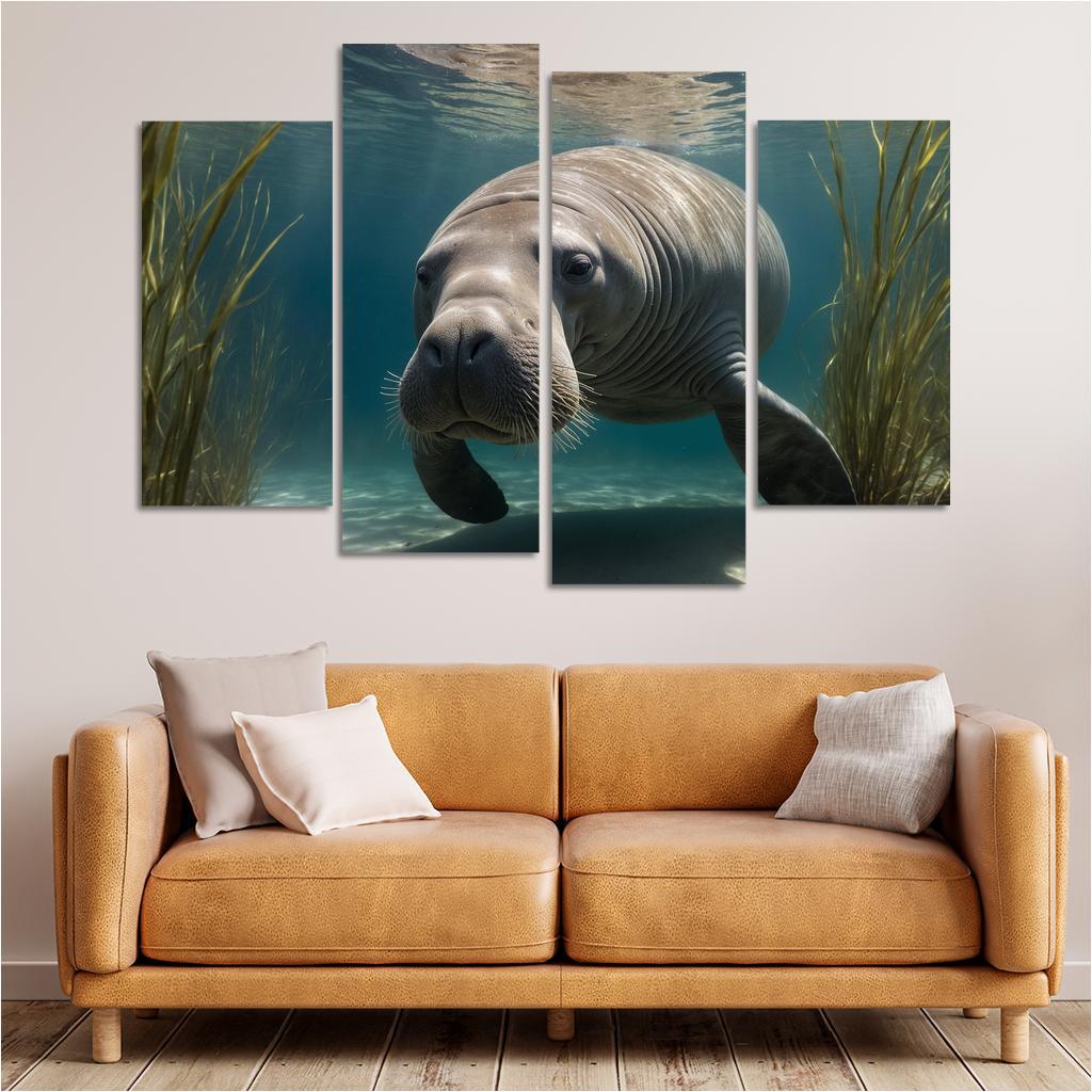 The Graceful Manatee A Gentle Giant Of The Sea Custom Paintings Frame