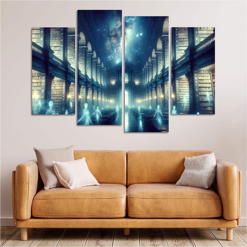 The Cosmic Library 4 Piece HD Canvas Wall Art-Original Frame