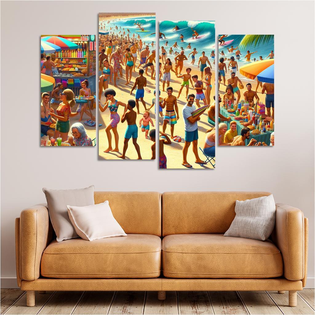 Sunshine Harbor Beach Modern Paintings Frame