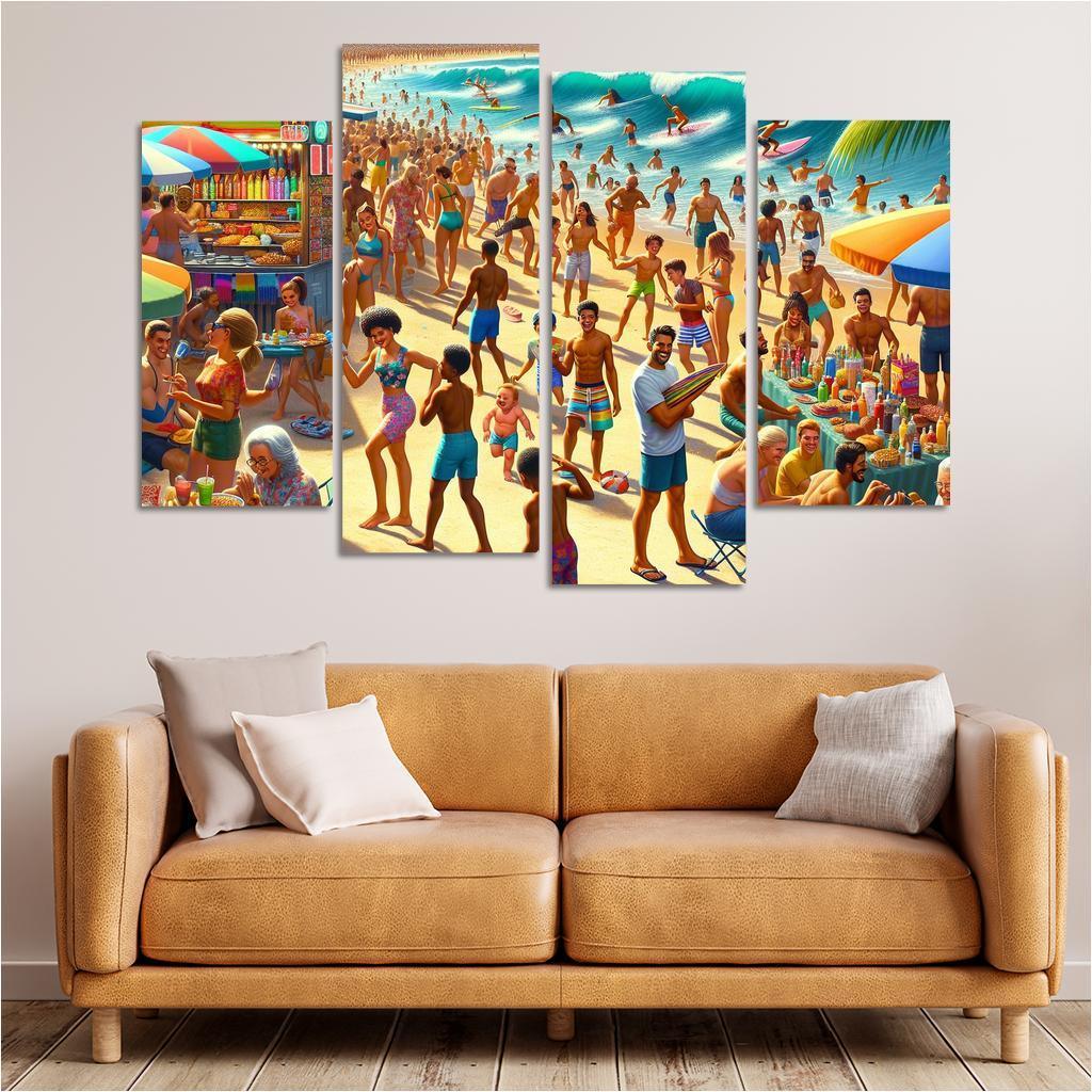 Sunshine Harbor Beach Modern Paintings Frame