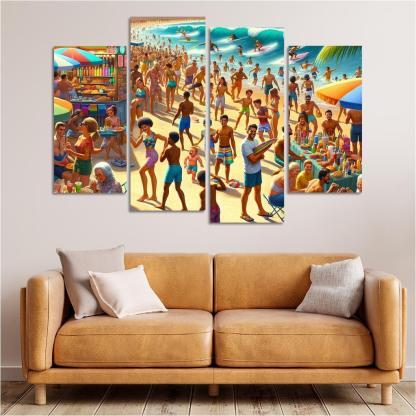 Sunshine Harbor Beach Modern Paintings Frame