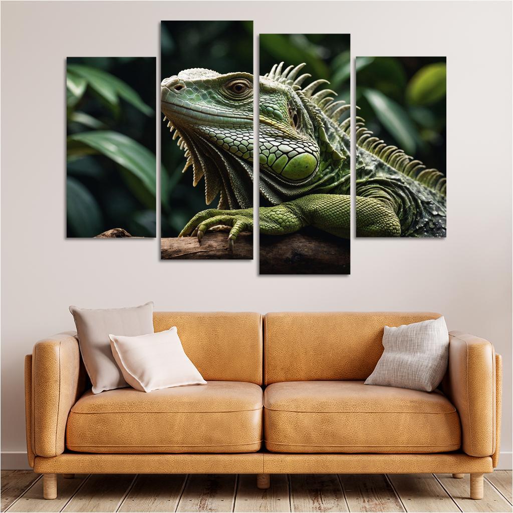 The Mysterious Green Iguana A Lizard Of The Tropics Canvas Paintings Frame
