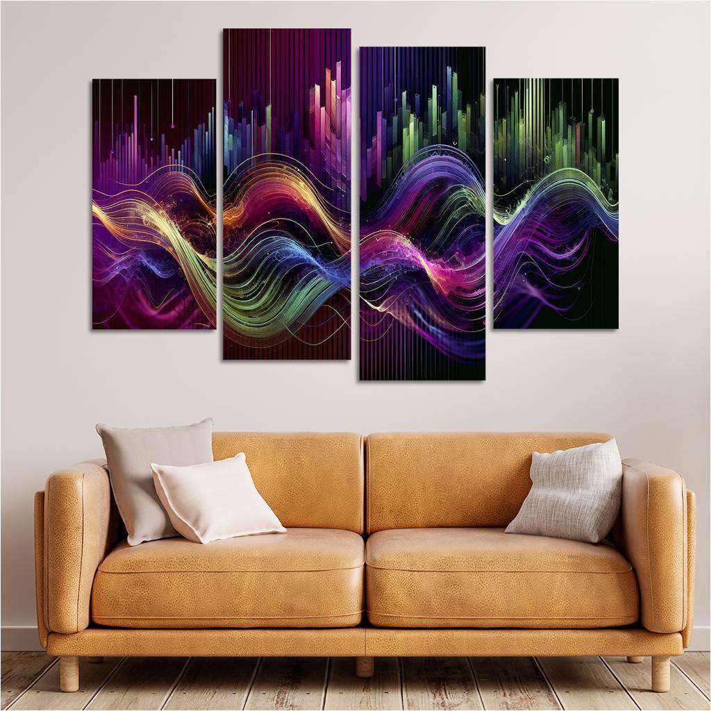 Musical Echoes Harmony 4 Piece HD Canvas Wall Art-Original Frame