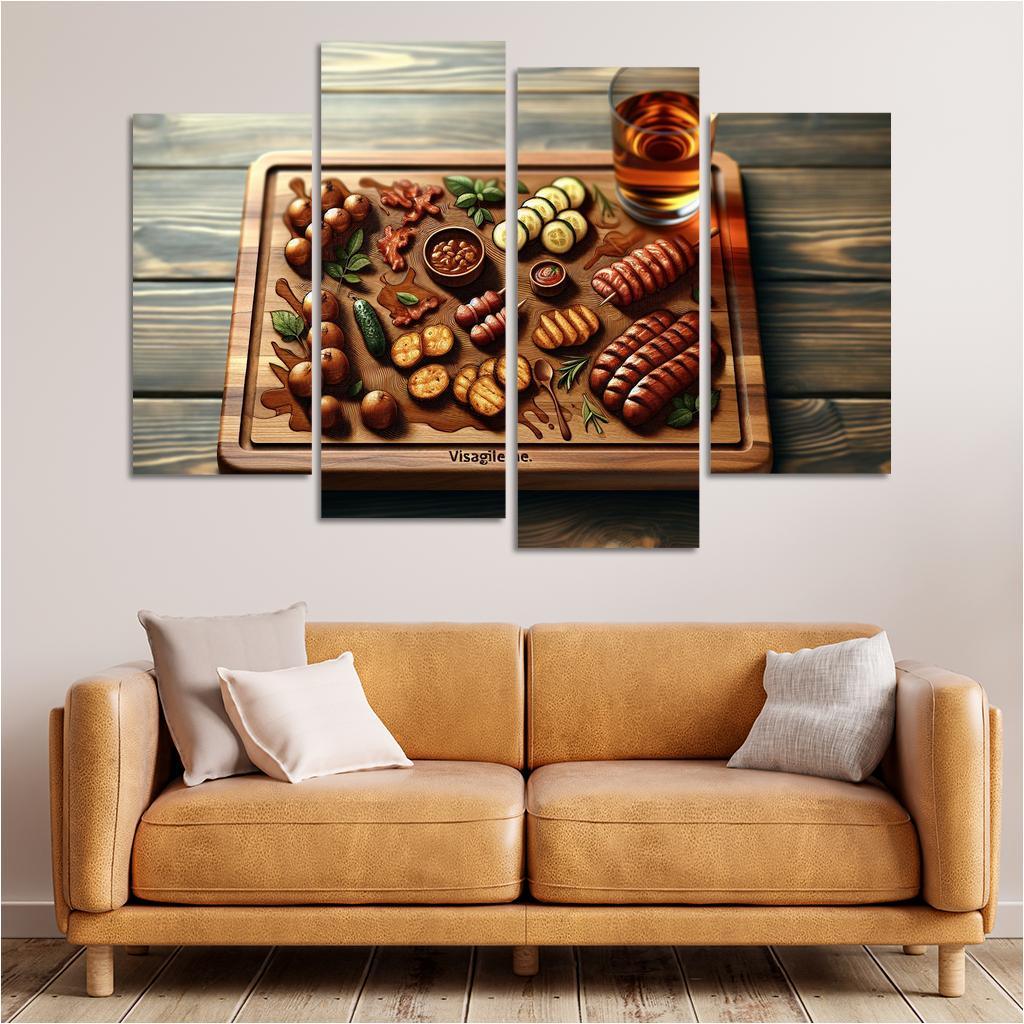 Artisan Wood Serving Board 4 Piece HD Canvas Wall Art-Original Frame