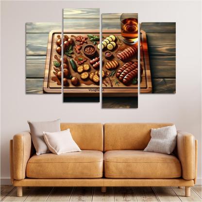 Artisan Wood Serving Board 4 Piece HD Canvas Wall Art-Original Frame