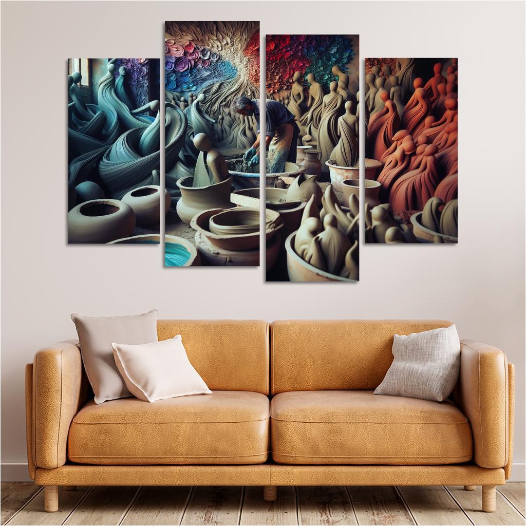 Sculpting Whispers of the Soul 4 Piece HD Canvas Wall Art-Original Frame