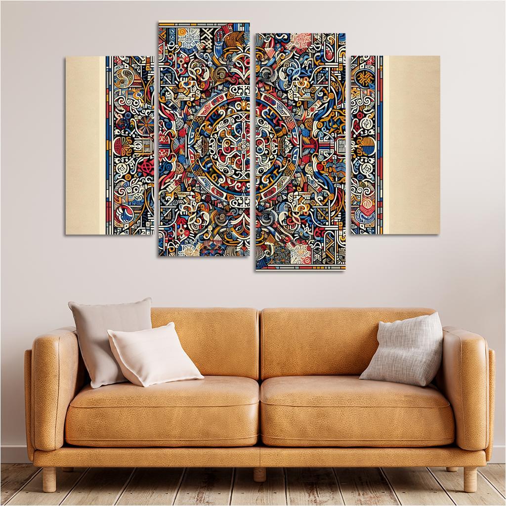 Cultural Mosaic Celebrating Diversity and Heritage 4 Piece HD Canvas Wall Art-Original Frame