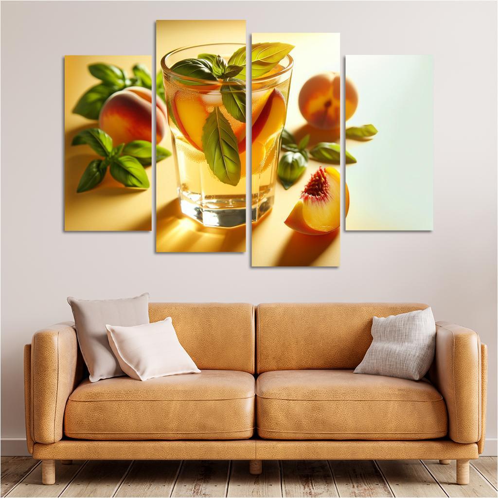Peach Basil Infused Lemonade 4 Piece HD Canvas Wall Art-Original Frame