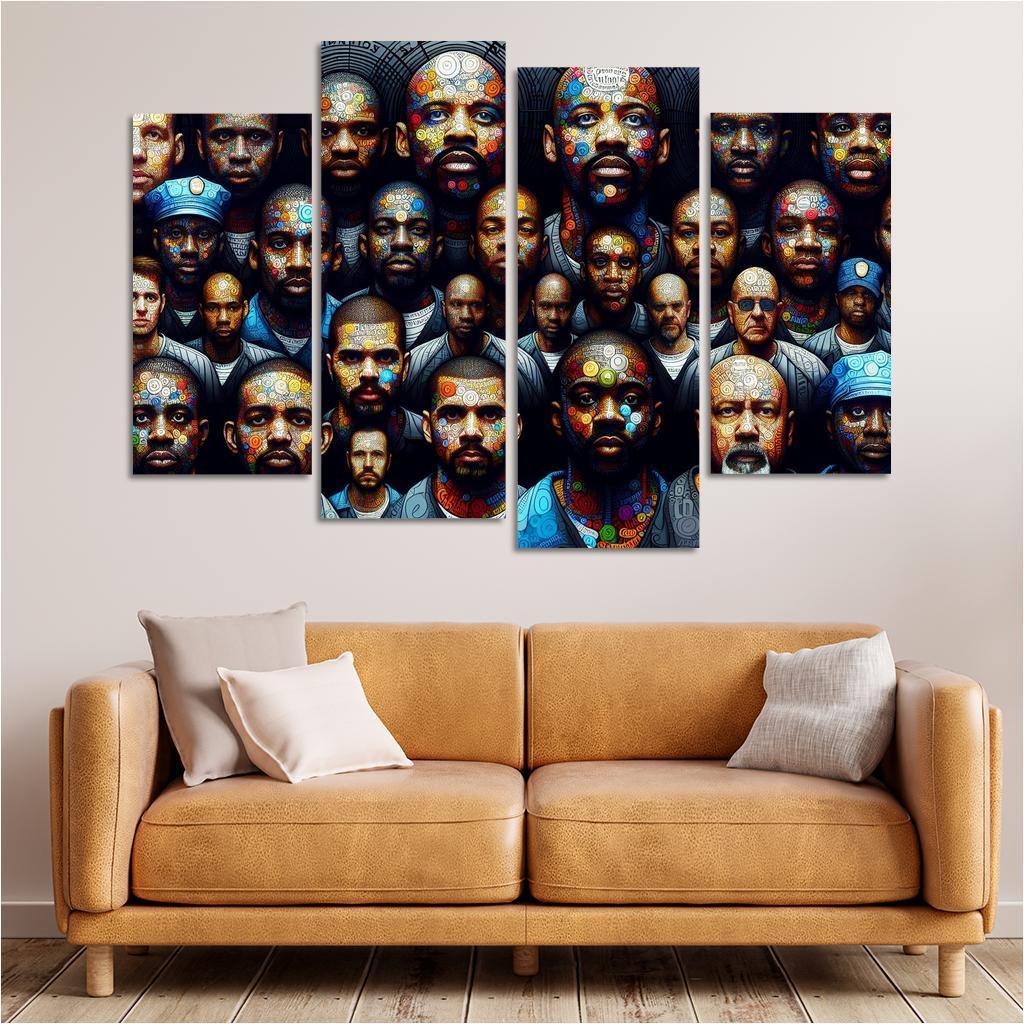 Echoes of Silence The Plight of the Incarcerated 4 Piece HD Canvas Wall Art-Original Frame
