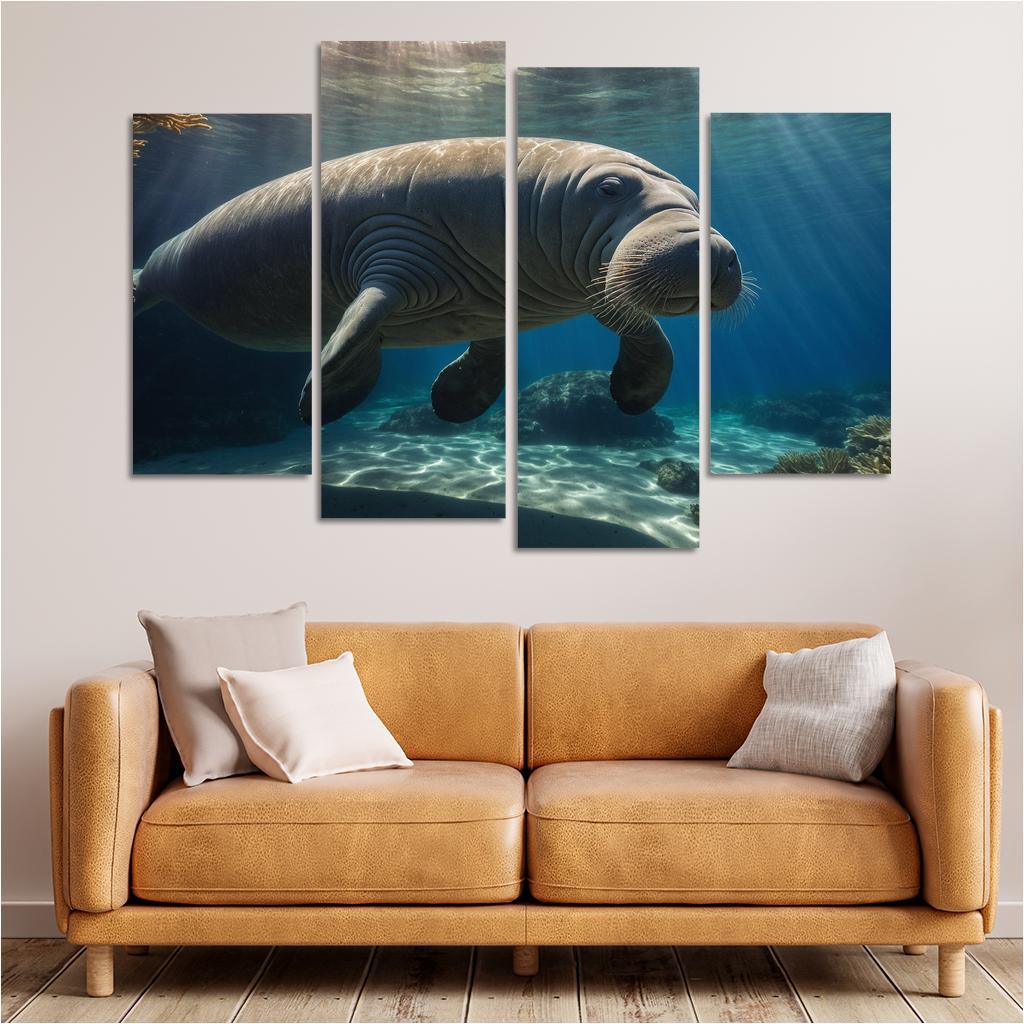 The Graceful Manatee Gentle Sea Cow Canvas Paintings Frame