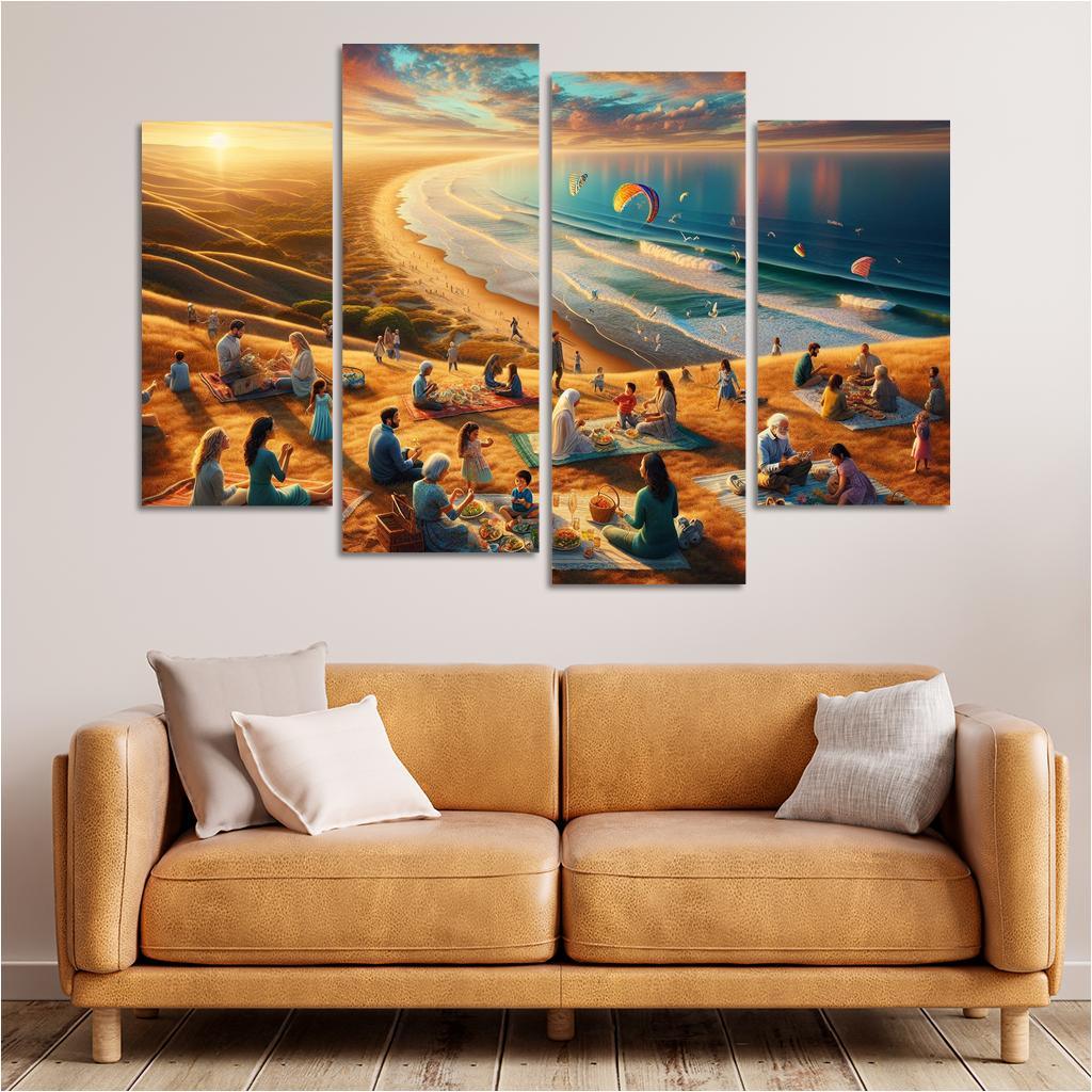 Bayside Retreat Scenic Picnic Spot Multi-panel Paintings