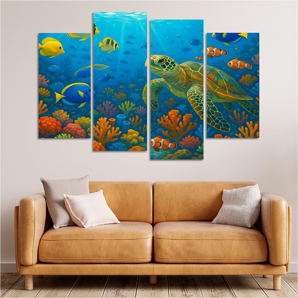 Ocean Wonders - Sea Creatures Exploration Framed Paintings