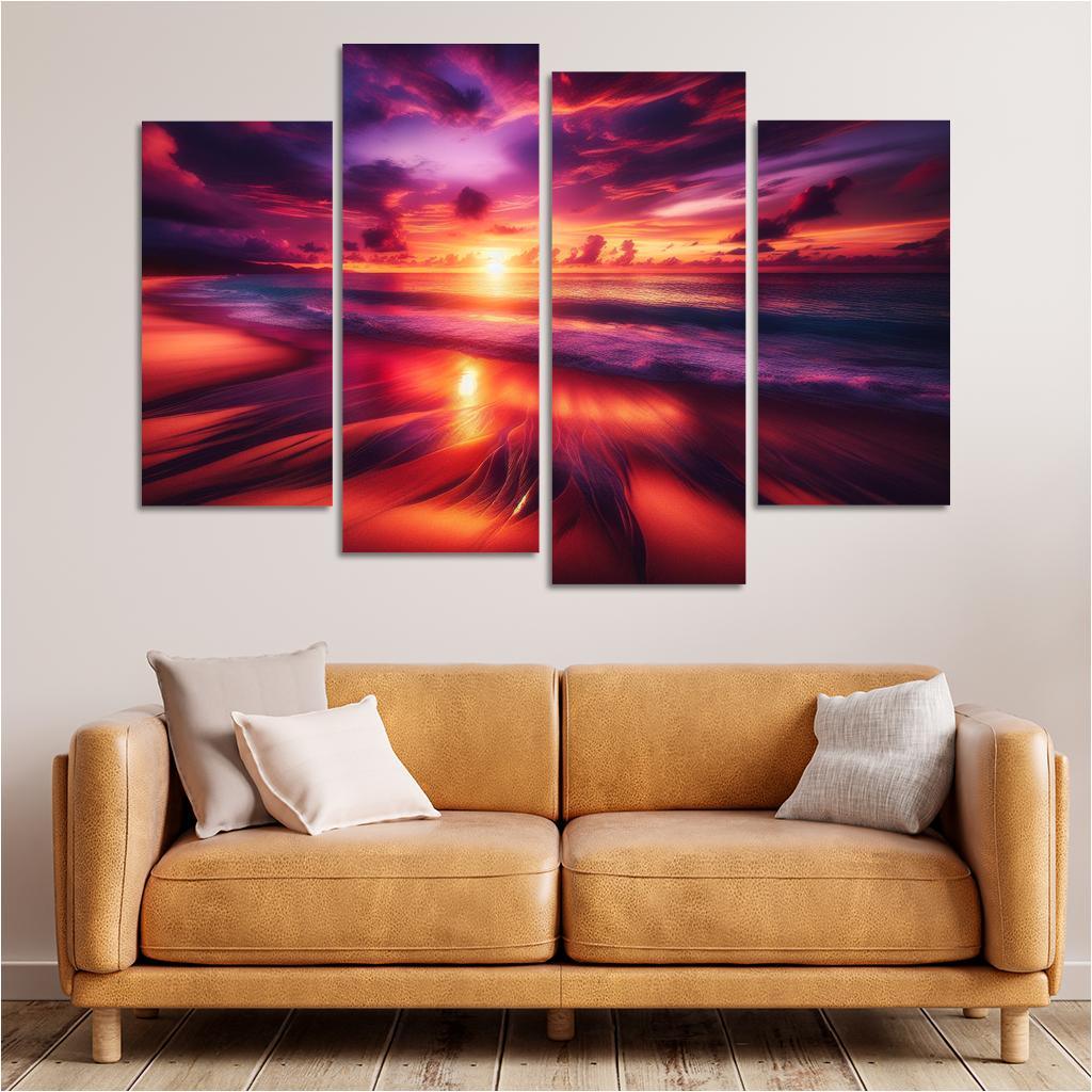 Sunset Viewpoint Beach Modern Paintings Frame
