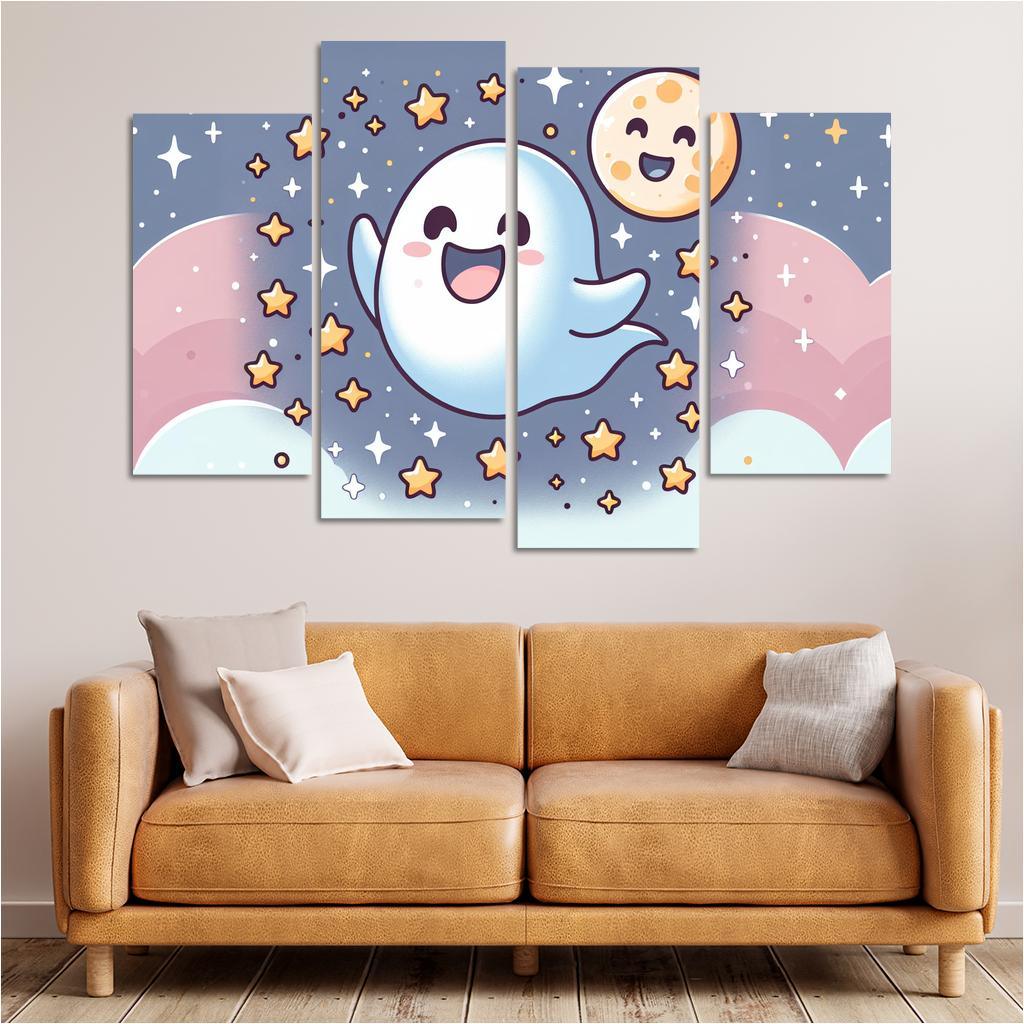 Giggly Ghost 4 Piece HD Canvas Wall Art-Original Frame