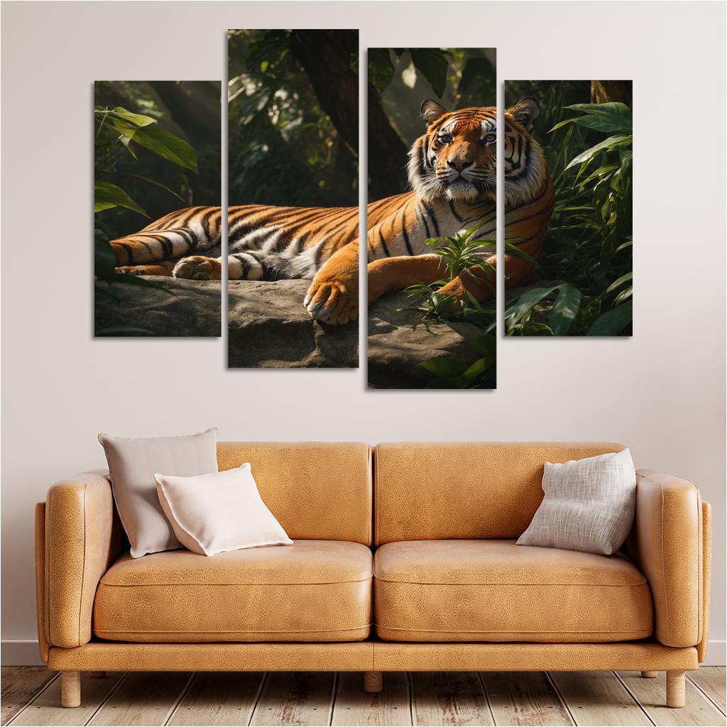 The Regal Bengal Tiger In The Jungle Canvas Paintings Frame