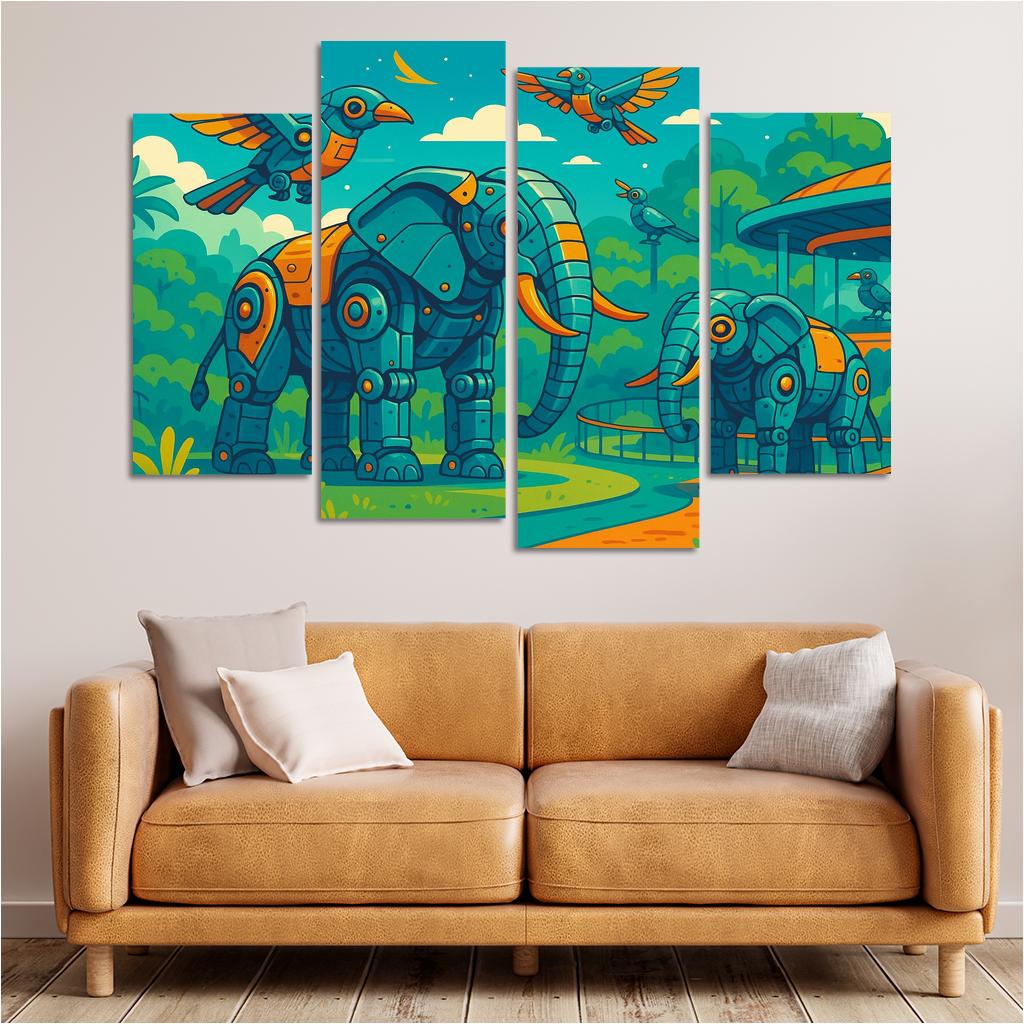 Robot Zoo - Mechanical Animal World Framed Paintings