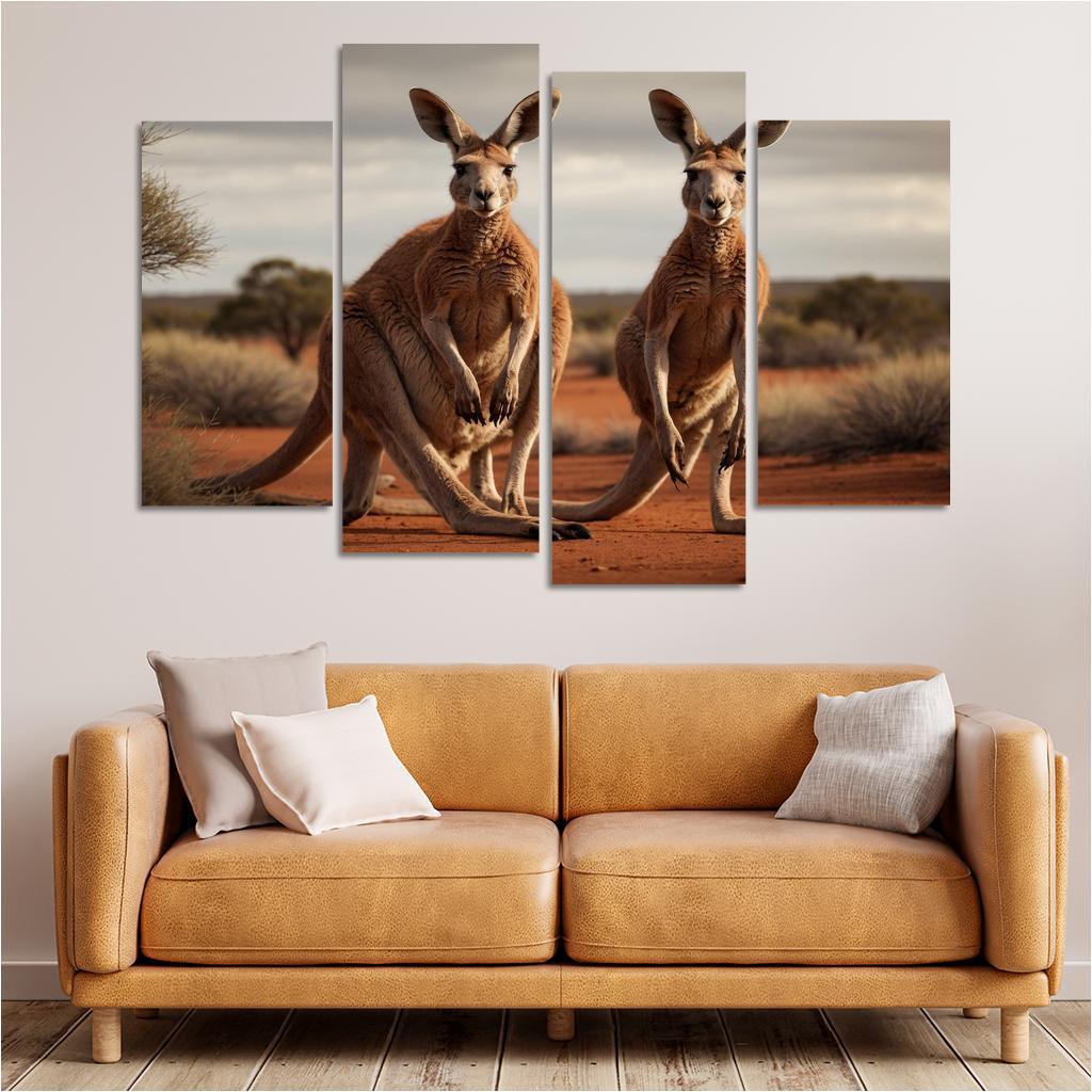 The Quirky Red Kangaroo Of The Outback Canvas Paintings Frame