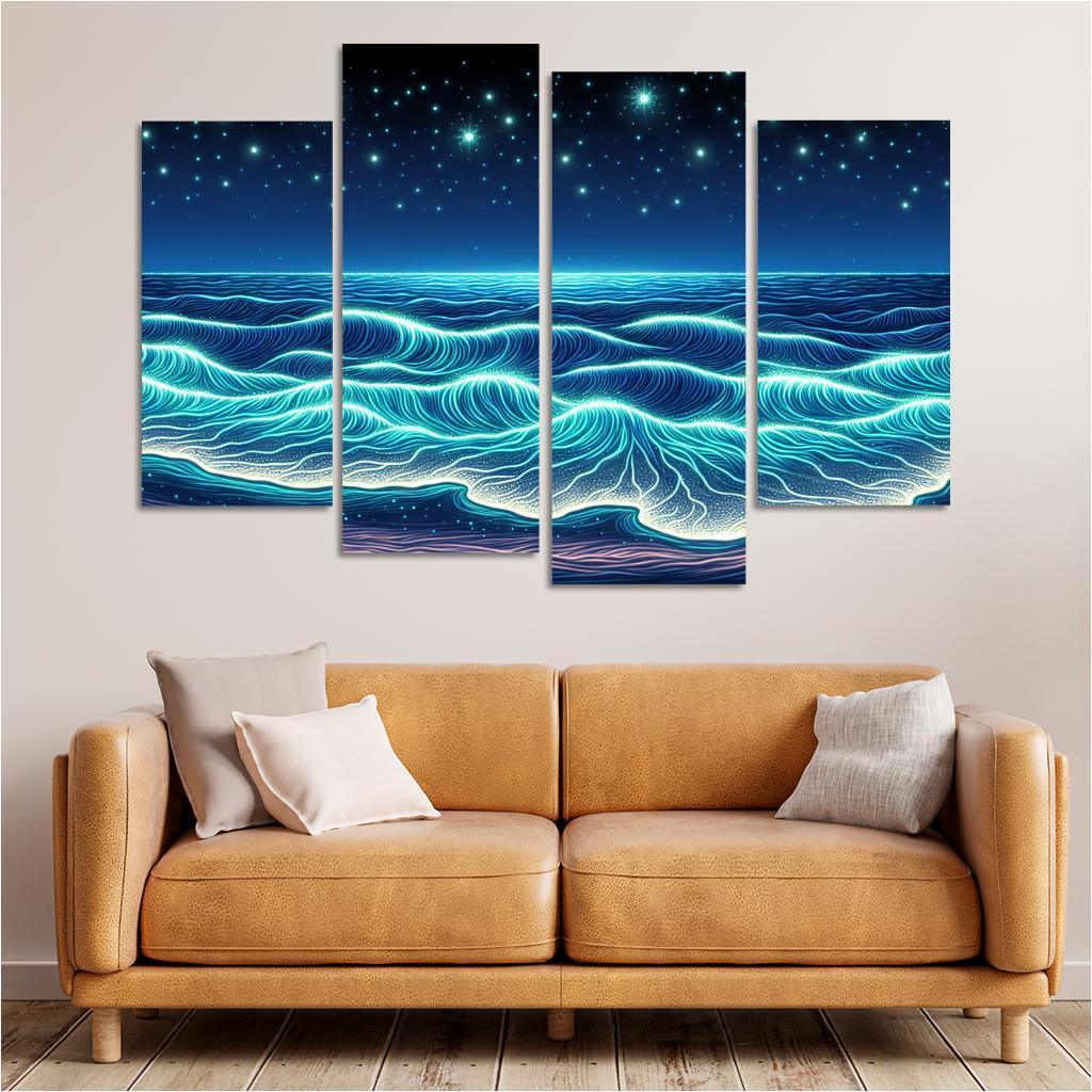Glowing Waters Nighttime Enchantment Custom Paintings Frame