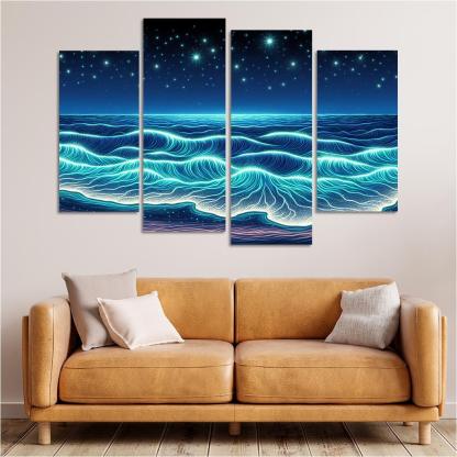 Glowing Waters Nighttime Enchantment Custom Paintings Frame