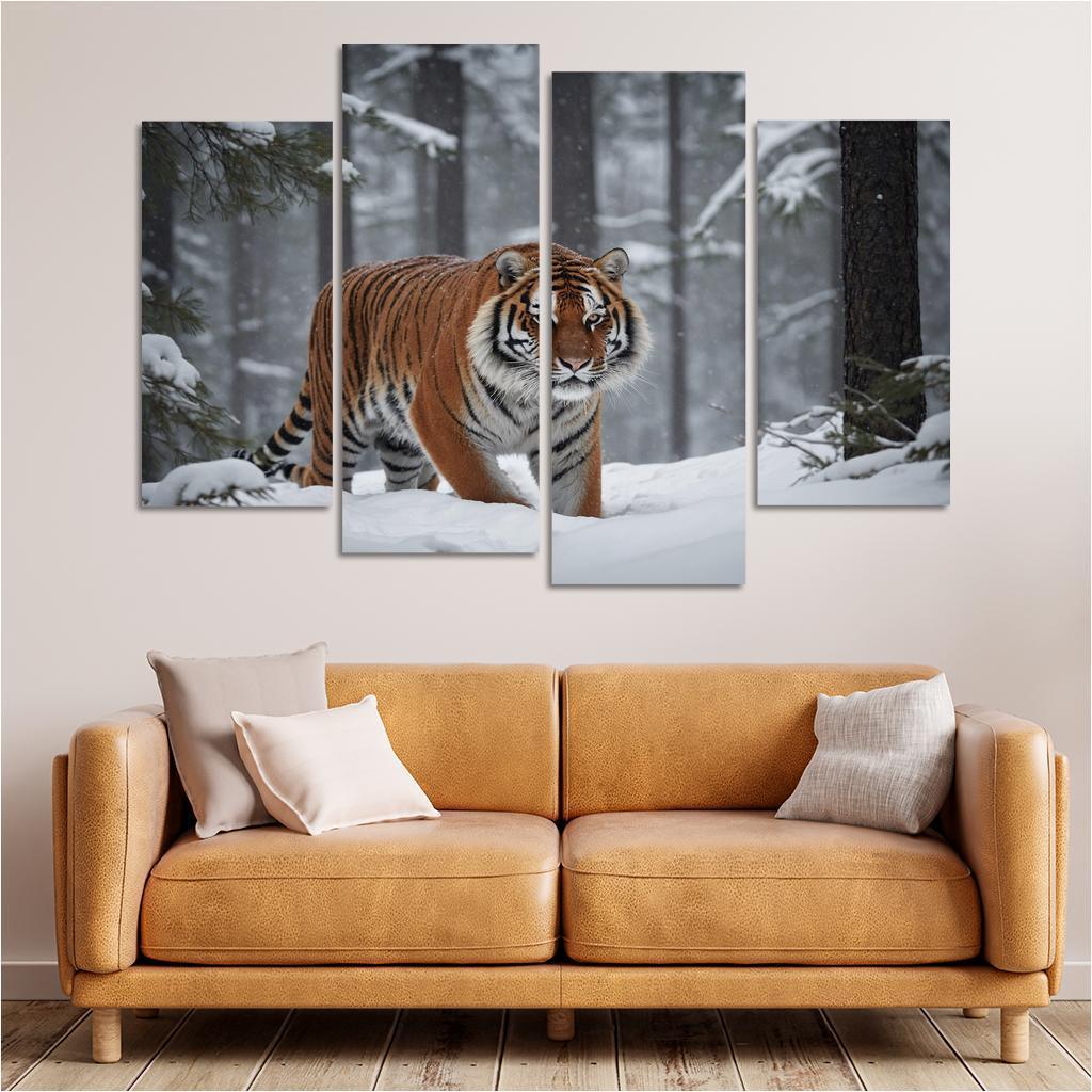 The Powerful Siberian Tiger The Forest's Ghost Canvas Paintings Frame