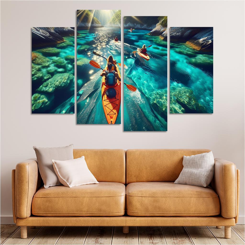 Glistening Waters Kayaking Paradise Abstract Paintings Frame