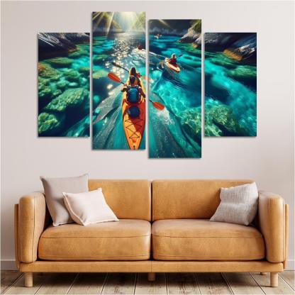 Glistening Waters Kayaking Paradise Abstract Paintings Frame