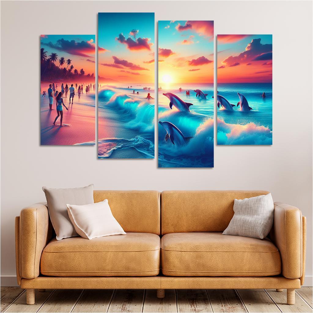 Cerulean Bliss Sunset And Wildlife Watching Premium Artwork Frames