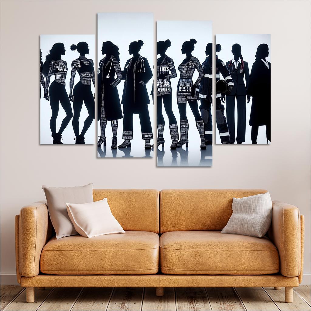 Voices of Change Empowering Women through Art 4 Piece HD Canvas Wall Art-Original Frame