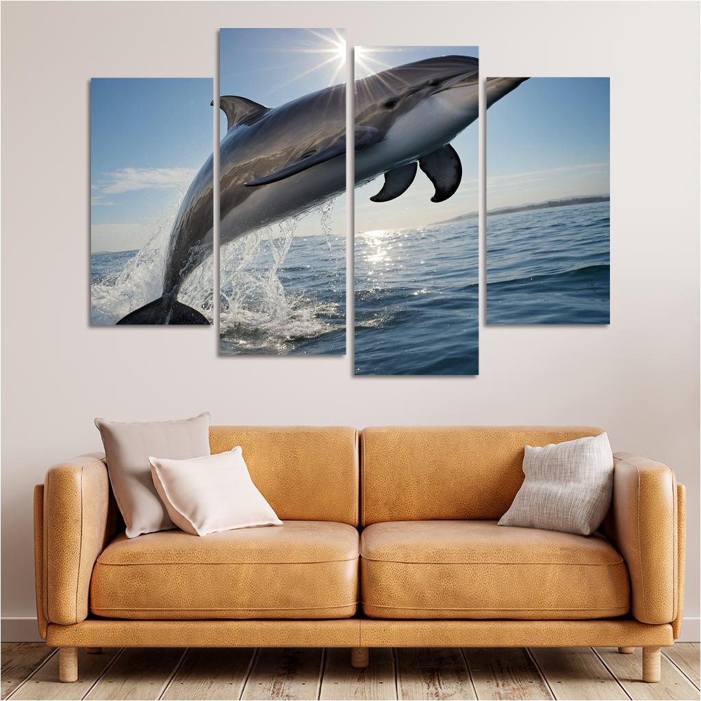 The Playful Bottlenose Dolphin In Coastal Waters Canvas Paintings Frame