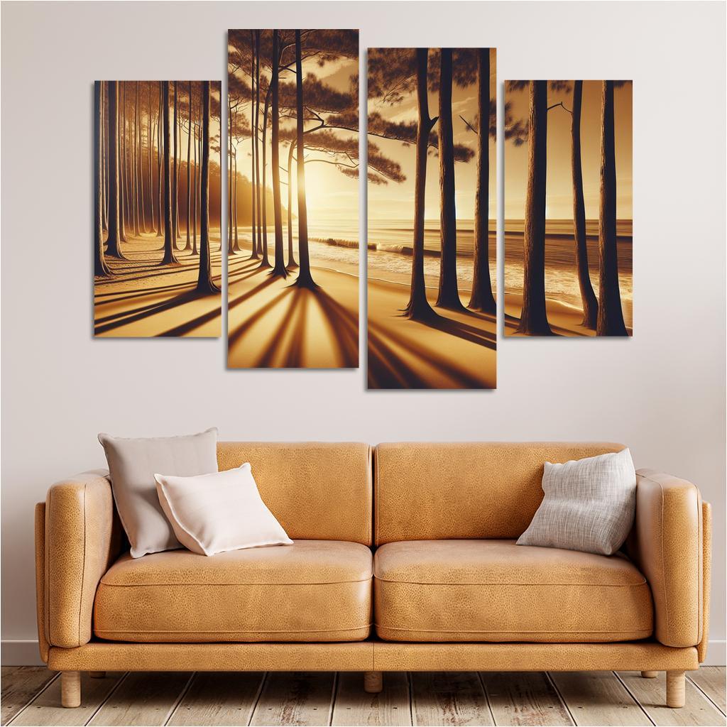 Whispering Pines Forest Meets Shore Abstract Paintings Frame