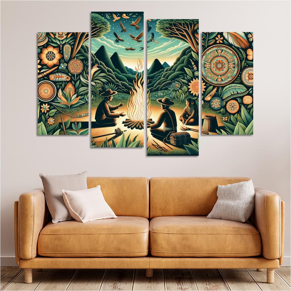 Echoes of the Past Preserving Indigenous Cultures 4 Piece HD Canvas Wall Art-Original Frame