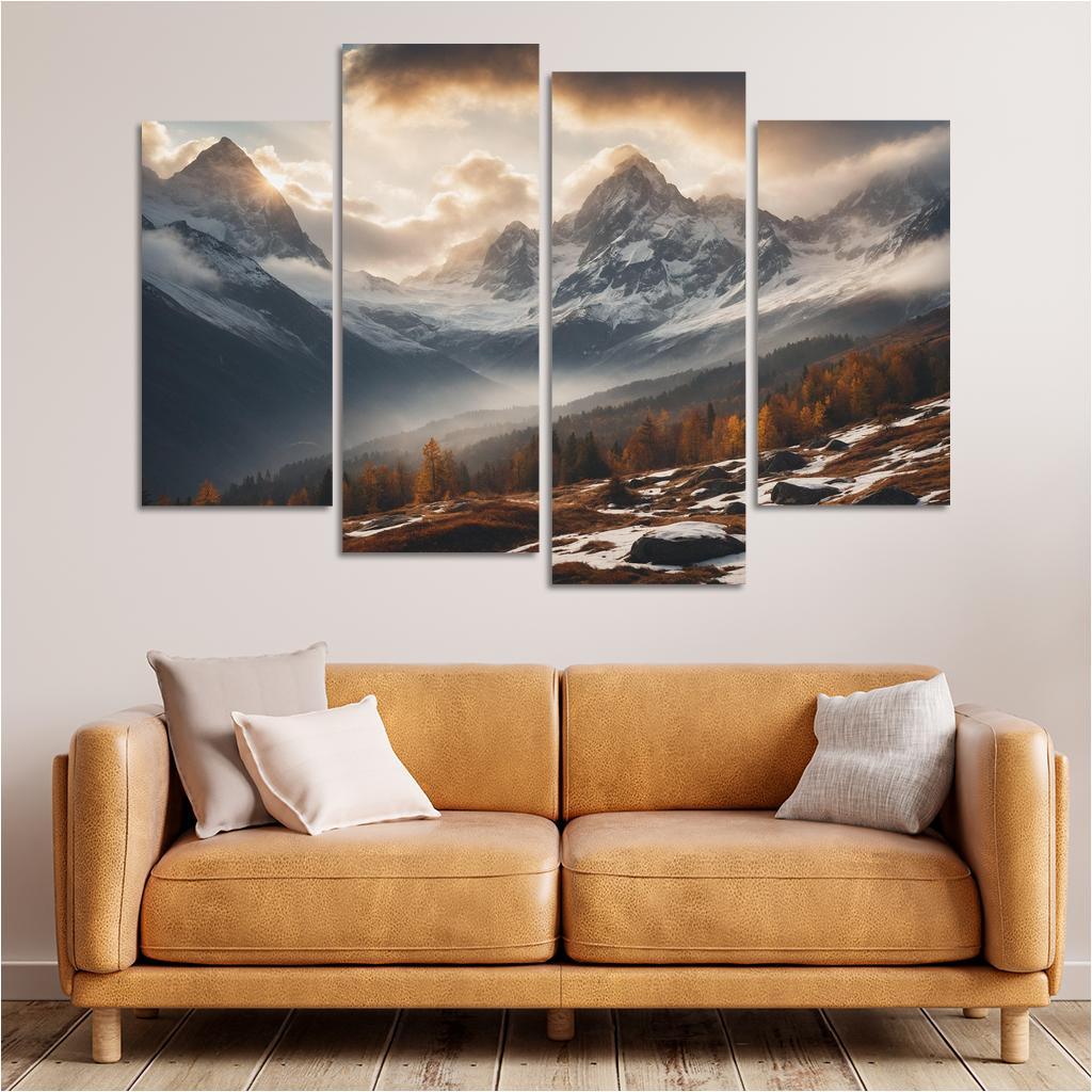 The Serene Echo Of Misty Mountains Oil Paintings Frame