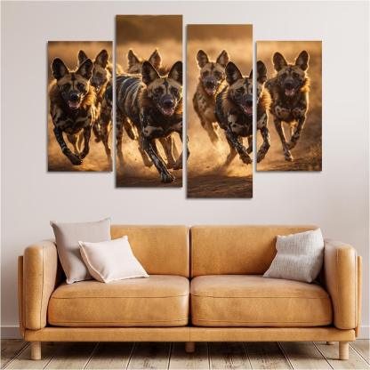 The Bold African Wild Dog Social Hunter Of The Savannah Modern Paintings Frame