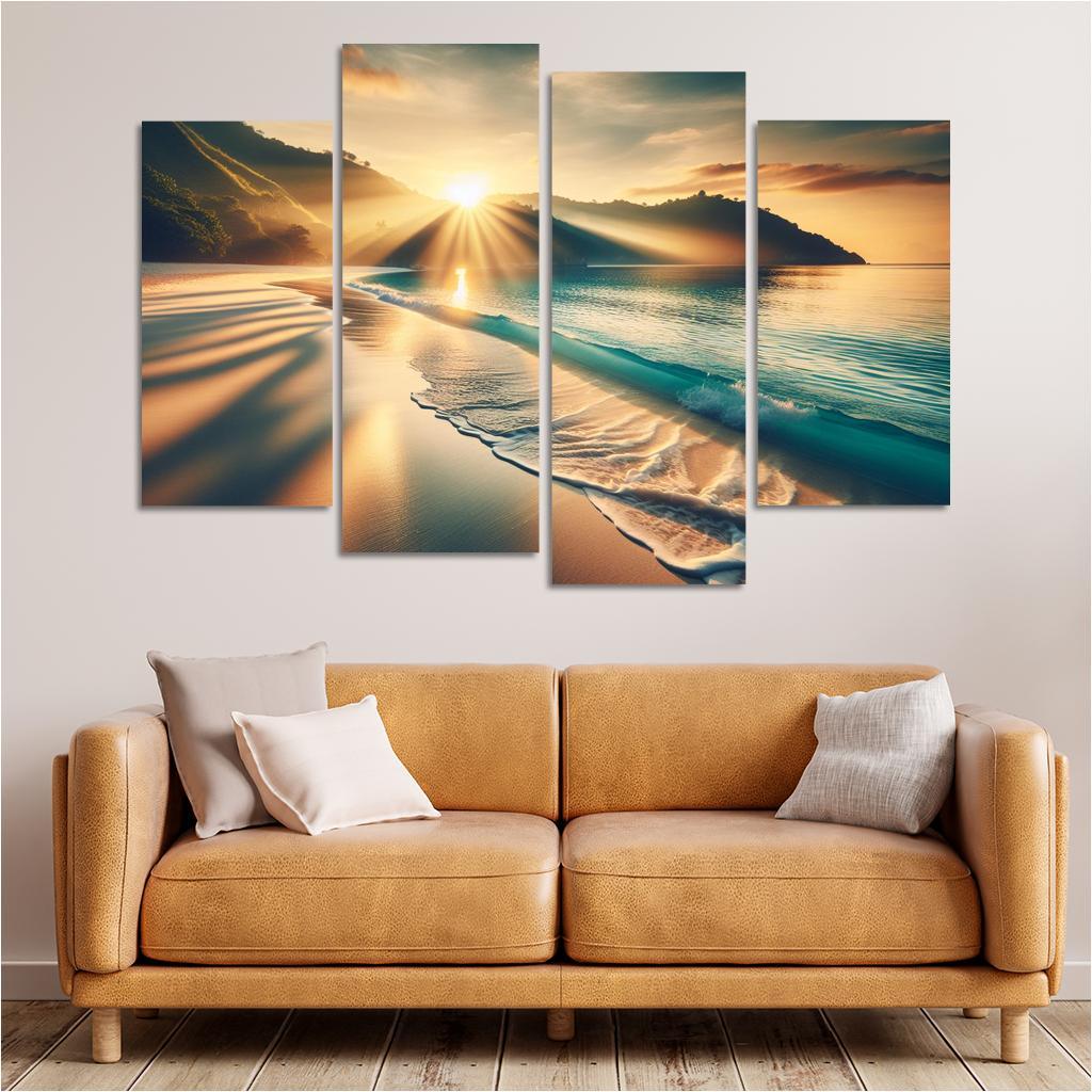 Secluded Sunrise Bay Custom Paintings Frame