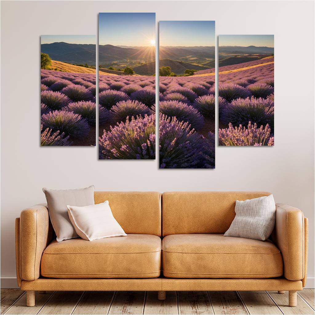 The Serene Valley Of Lavender Blooms Multi-panel Paintings