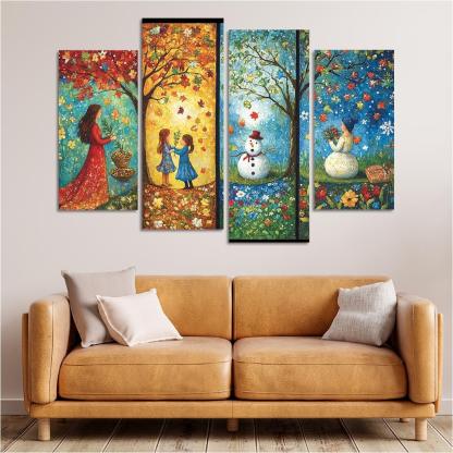 Seasons Of Growth Nurtured By A Mothers Care Custom Paintings Frame