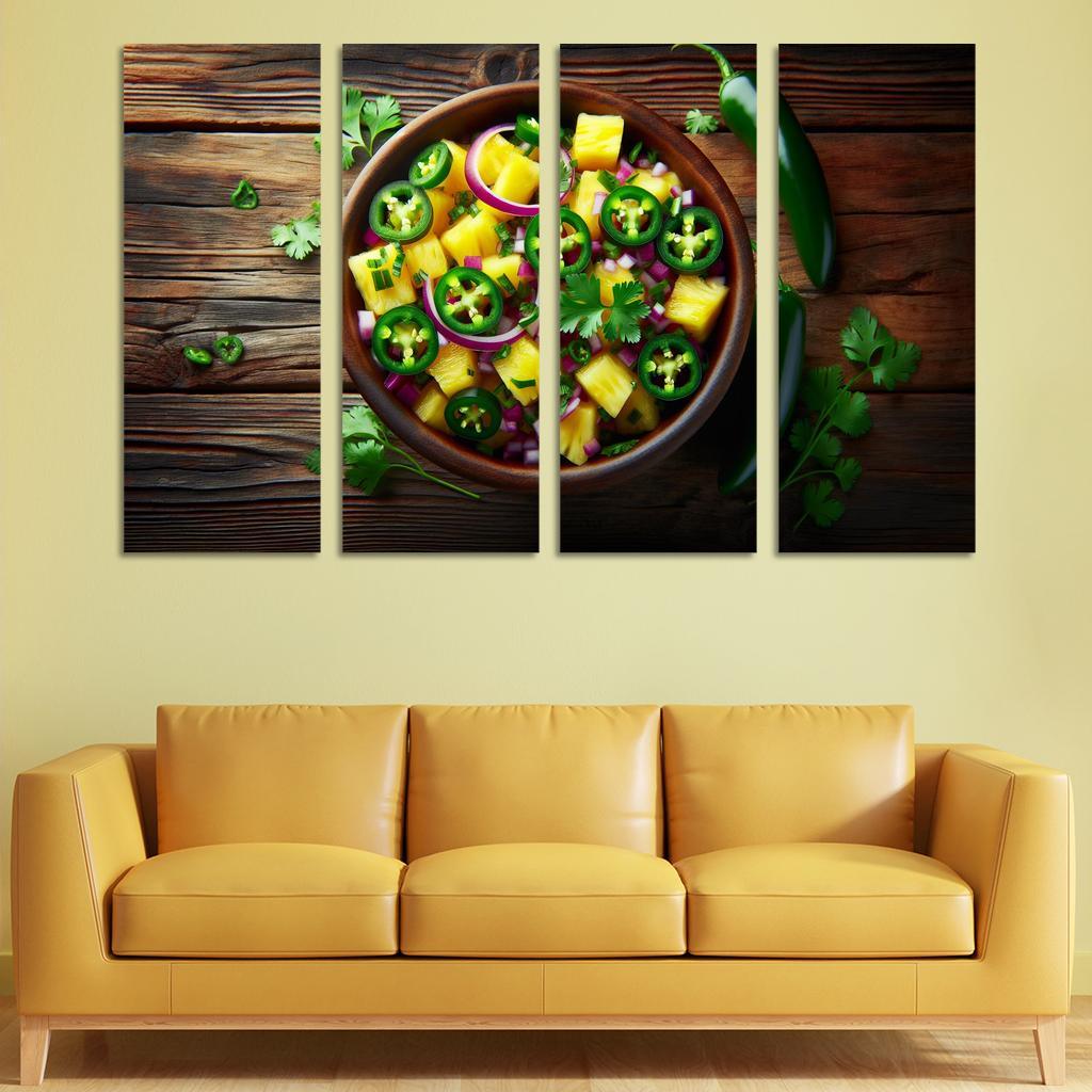Spicy Pineapple Salsa 4 Piece HD Modern Canvas Panels-Original Frame