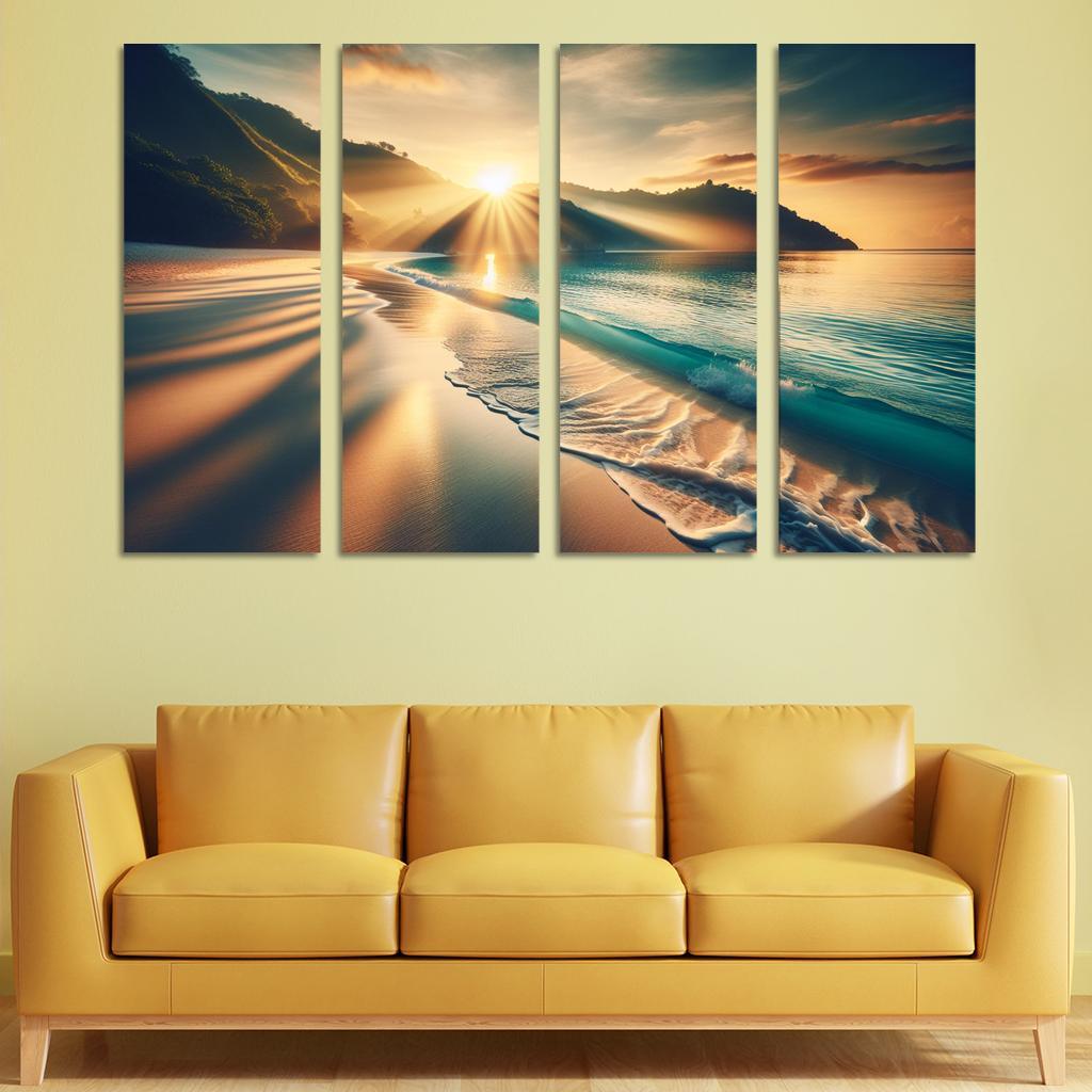 Secluded Sunrise Bay Custom Paintings Frame