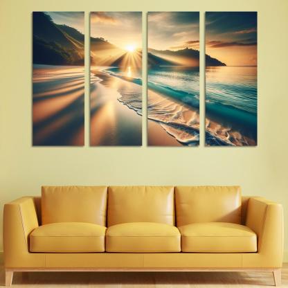 Secluded Sunrise Bay Custom Paintings Frame