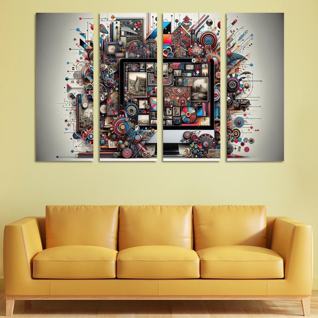Digital Scrapbooking Preserving Memories Creatively 4 Piece HD Modern Canvas Panels-Original Frame