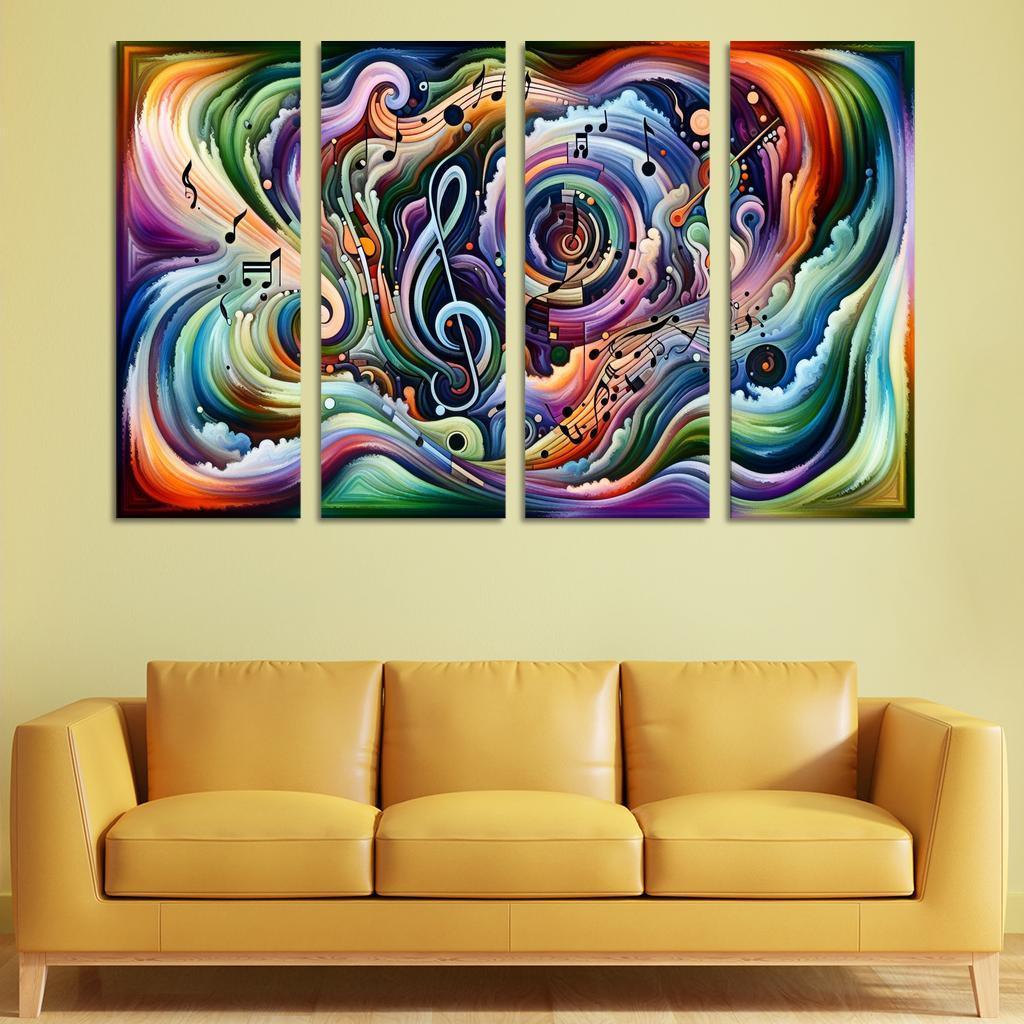 Magnetic Melody Ensemble 4 Piece HD Modern Canvas Panels-Original Frame