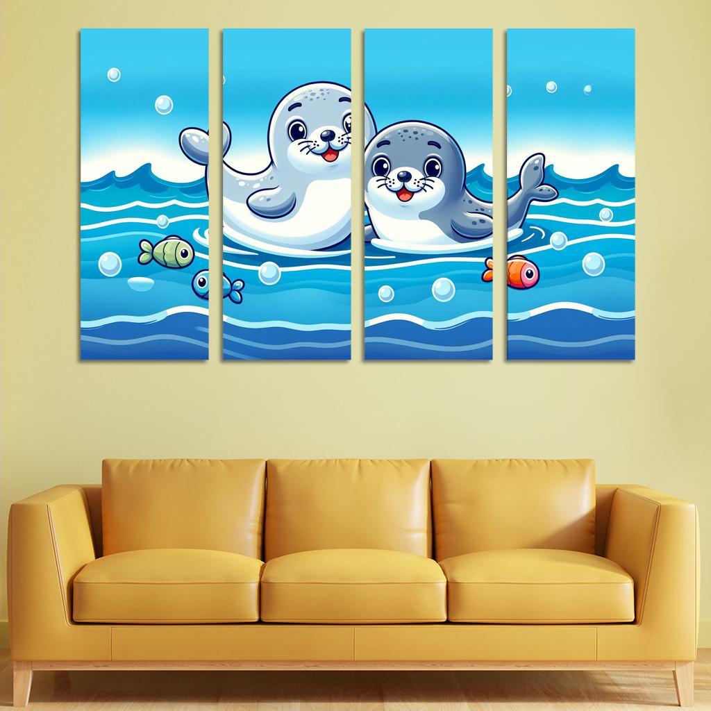 Silly Seals - Ocean Companions Framed Paintings