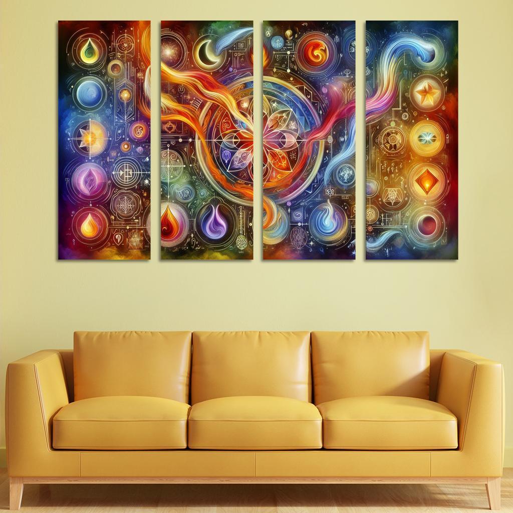 The Alchemy of Emotions 4 Piece HD Modern Canvas Panels-Original Frame