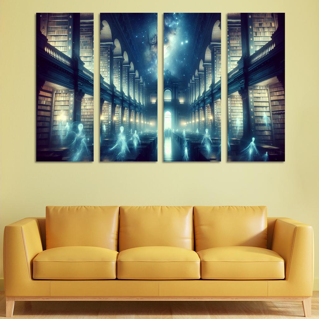 The Cosmic Library 4 Piece HD Modern Canvas Panels-Original Frame