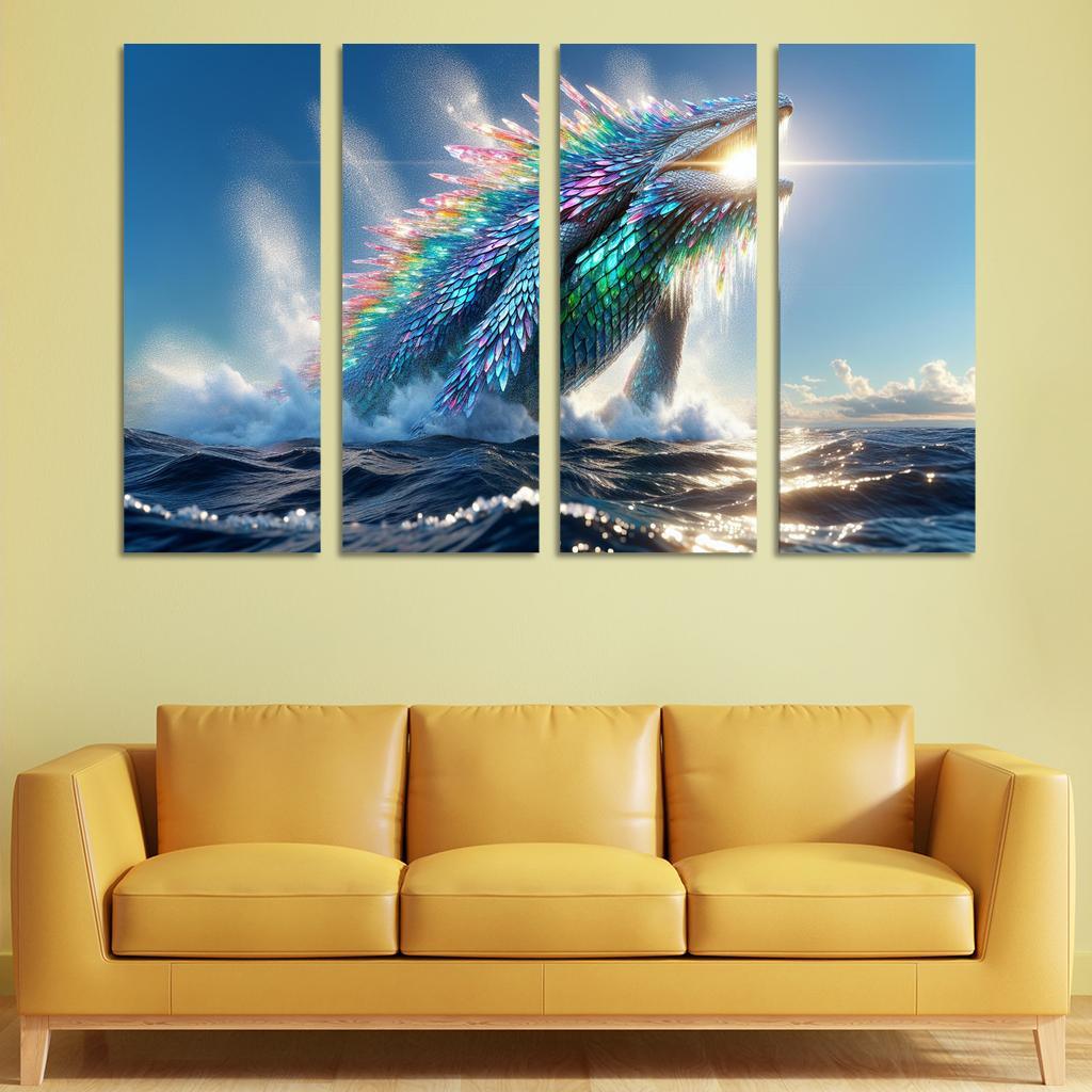 The Crystal Leviathan 4 Piece HD Modern Canvas Panels-Original Frame
