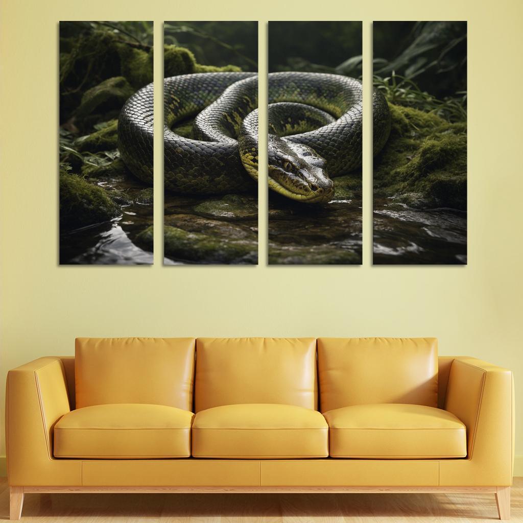 The Mysterious Green Anaconda Giant Of The Swamps Canvas Paintings Frame