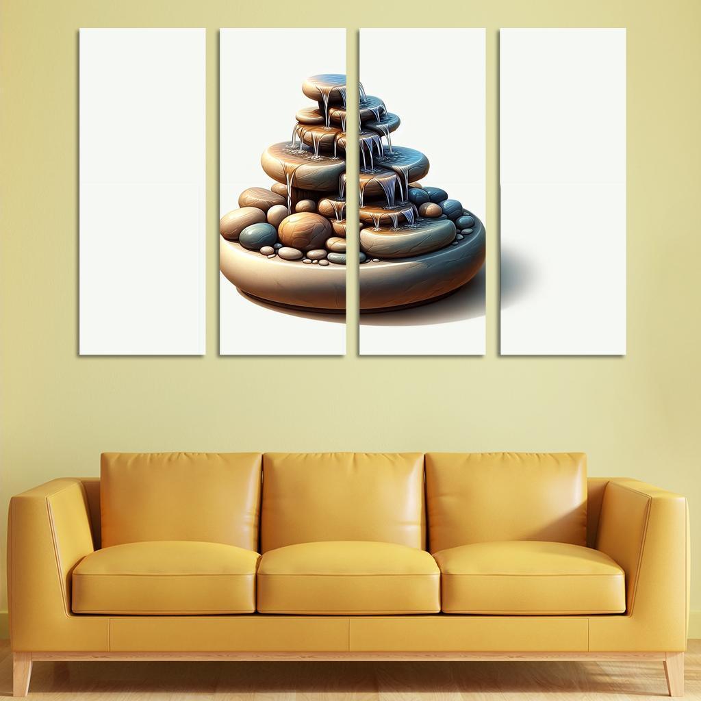Cascading Waterfall Table Fountain 4 Piece HD Modern Canvas Panels-Original Frame