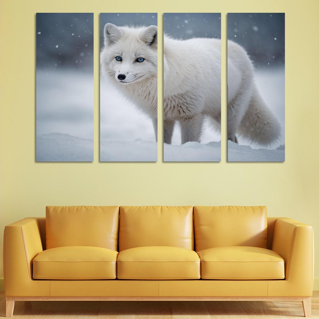 The Elegant Arctic Fox In Winter Framed Paintings