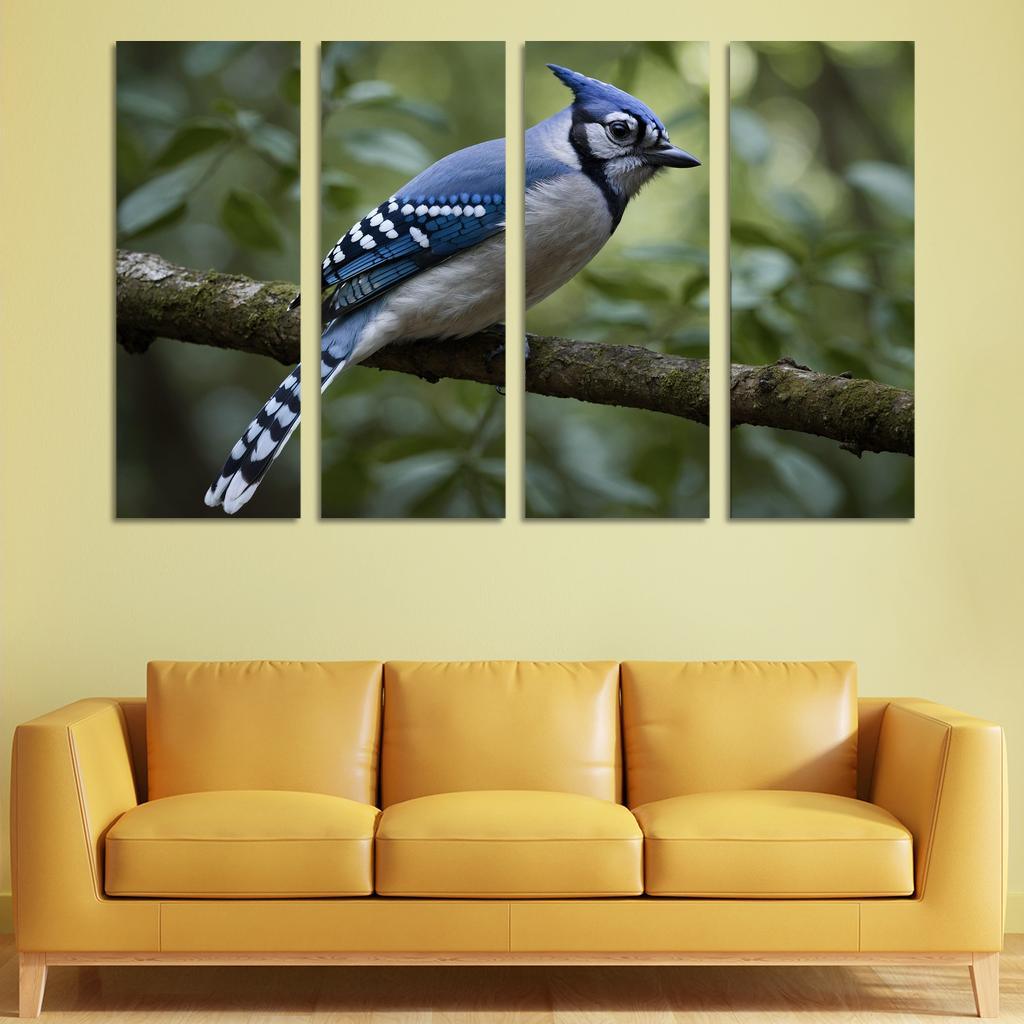 The Elegant Blue Jay In The Forest Framed Paintings