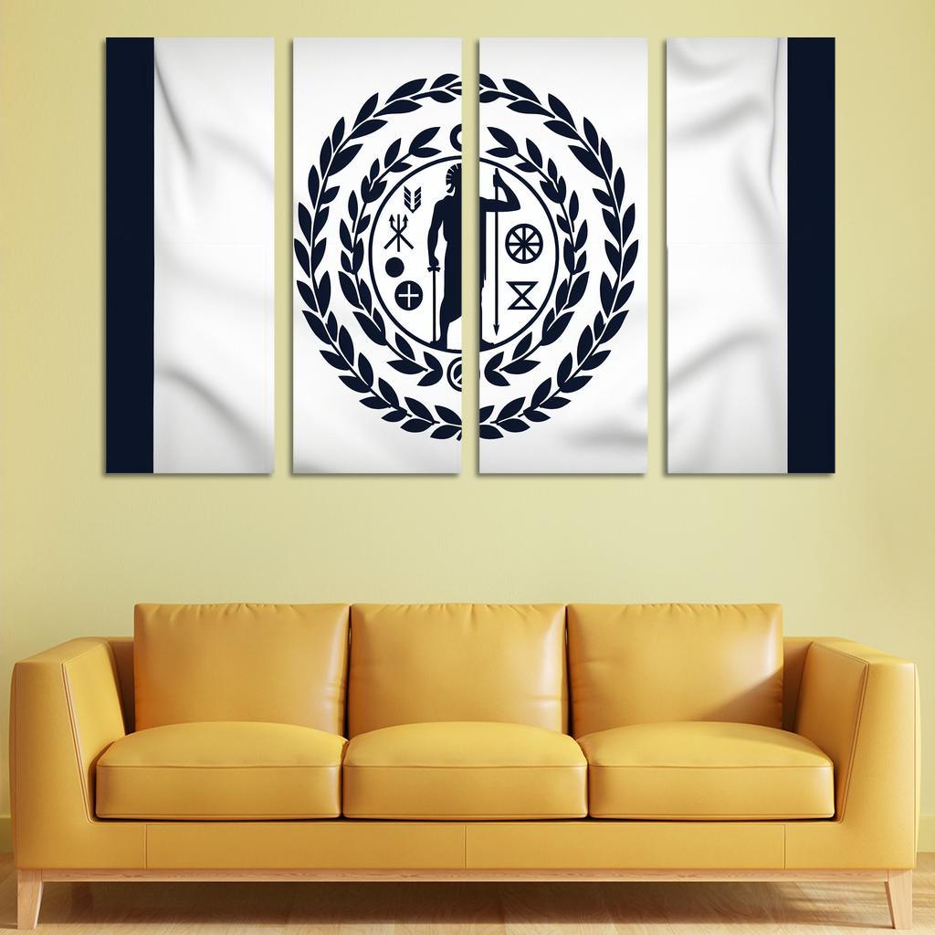 Stitching History The Flag of the Cherokee Nation 4 Piece HD Modern Canvas Panels-Original Frame